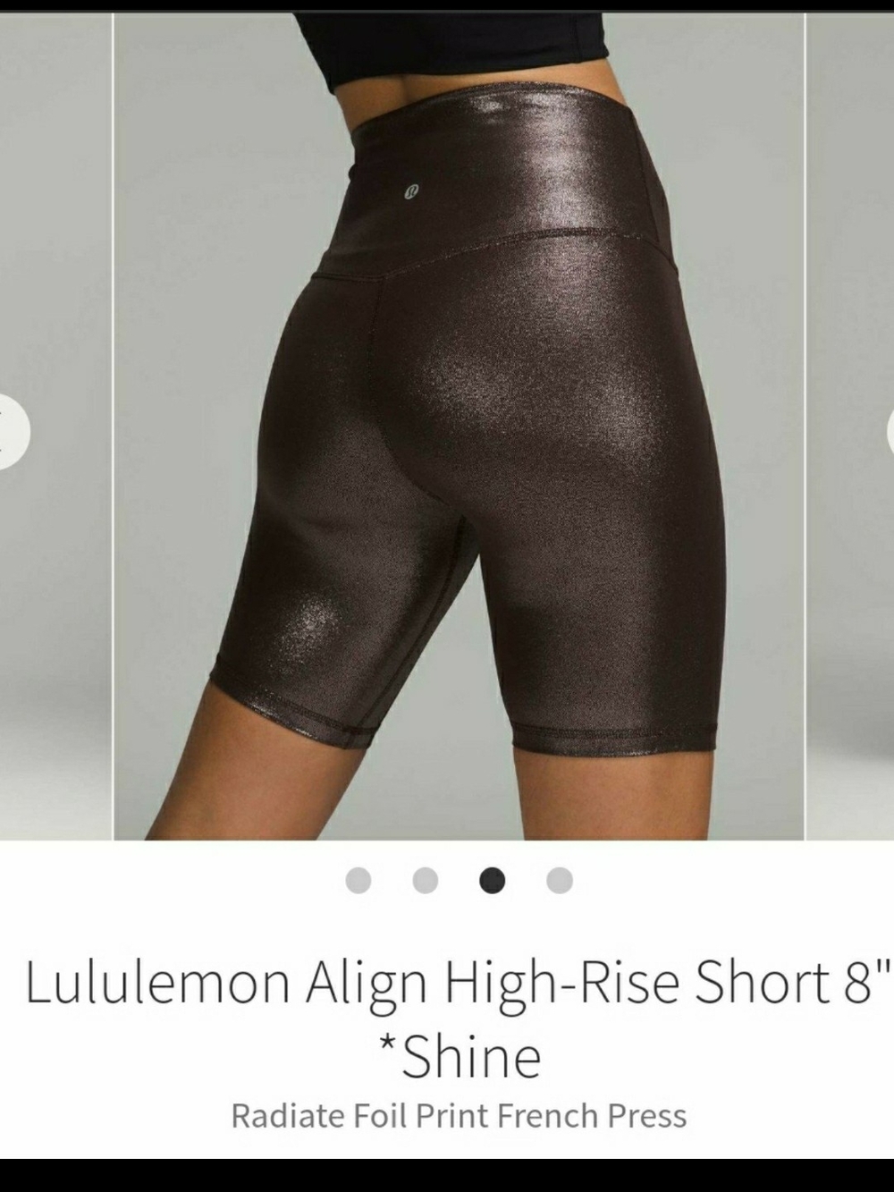 lululemon athletica Align High-Rise Shine Bike Shorts Sz-4/8- Radiate Foil Brown
